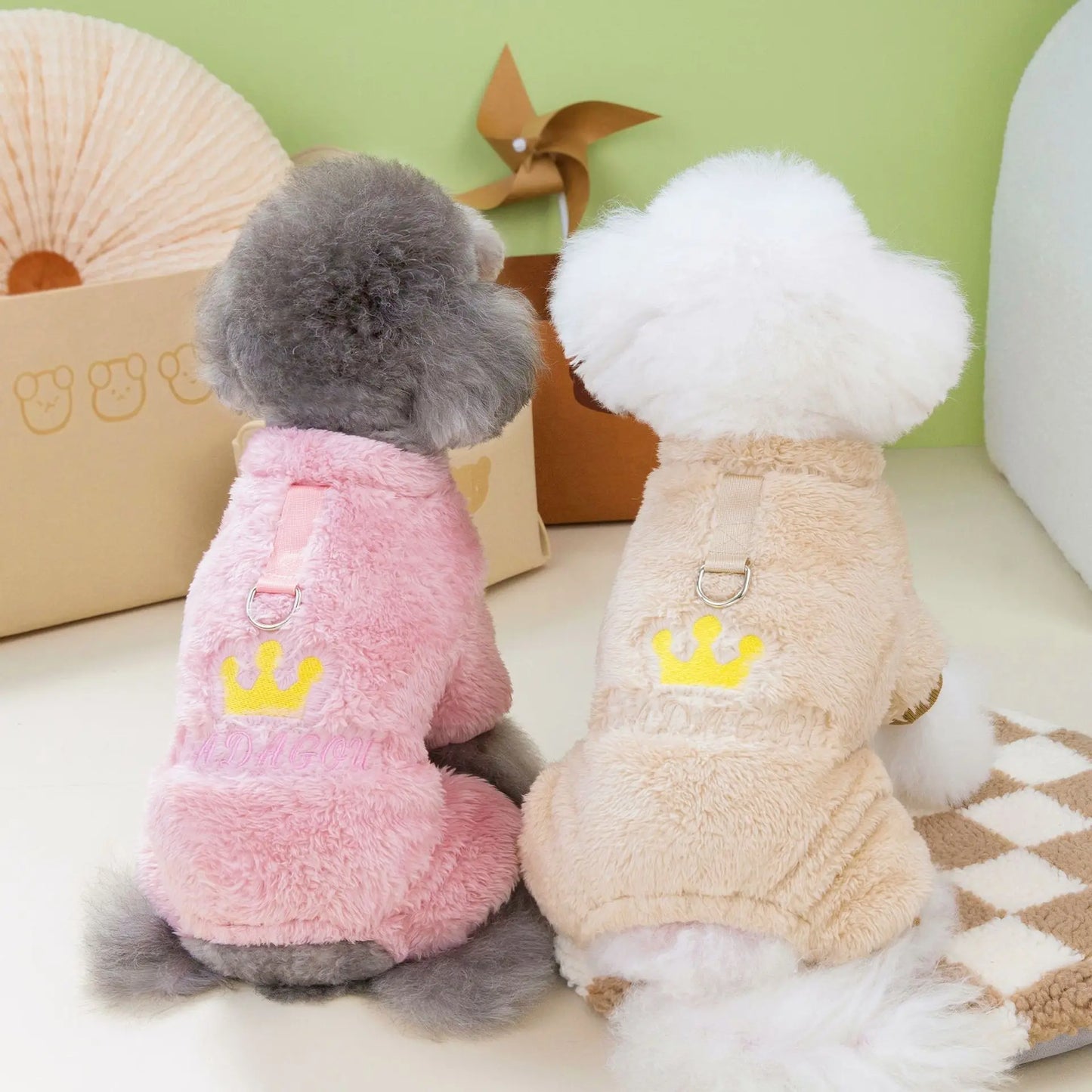 Autumn and winter pet dog four-legged plush clothes