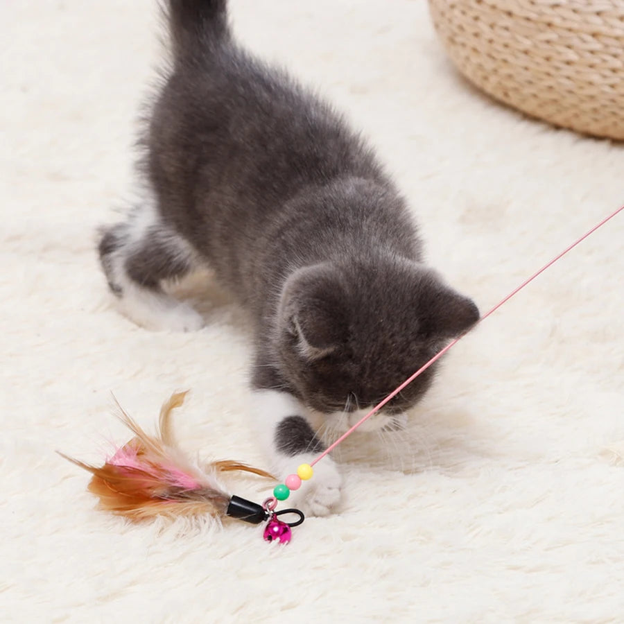 Kitten Wand Toys with Beads Bells