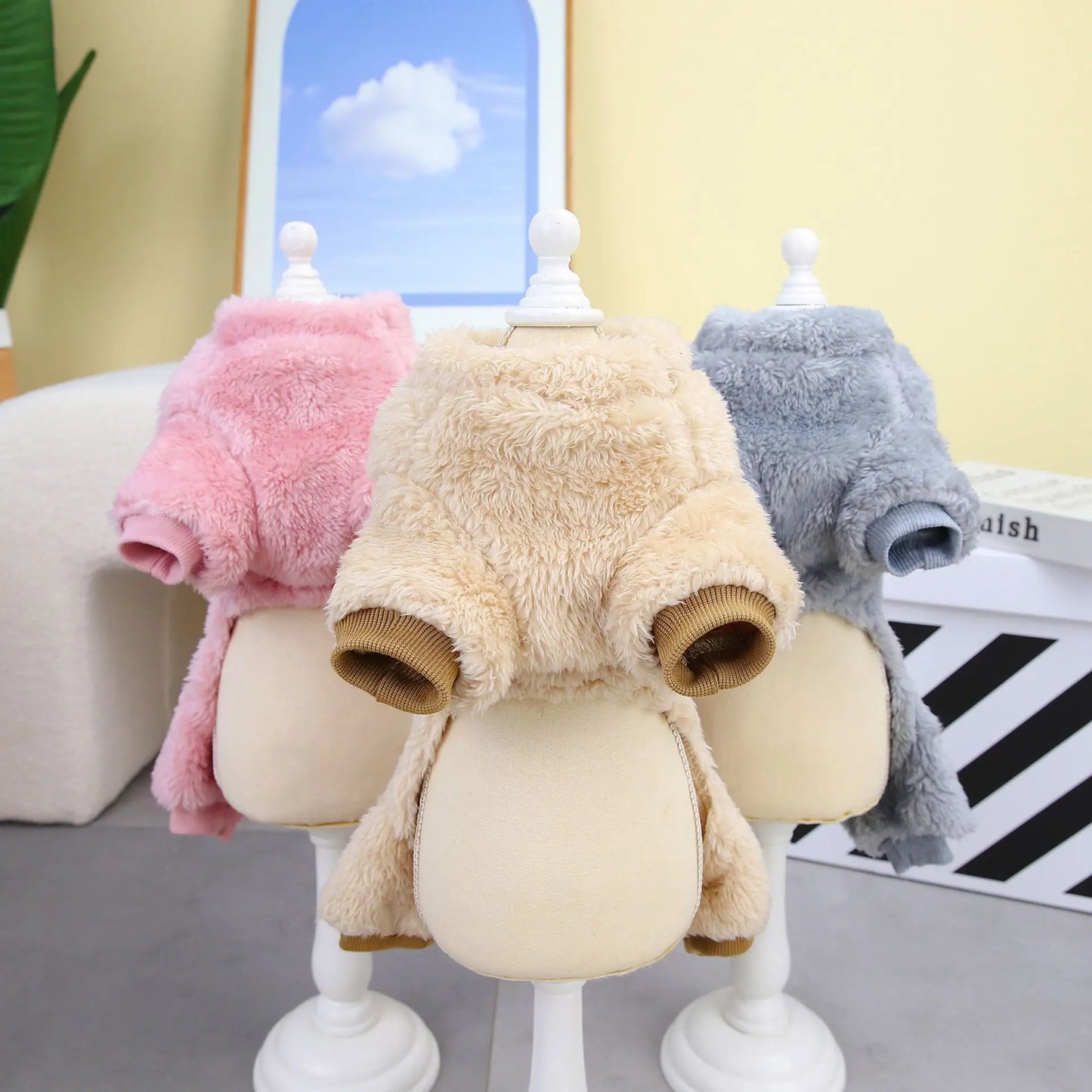 Autumn and winter pet dog four-legged plush clothes