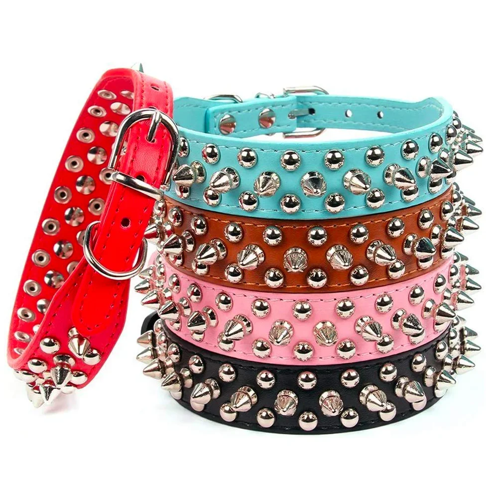 Adjustable Leather Pet Dog collar Neck Strap.