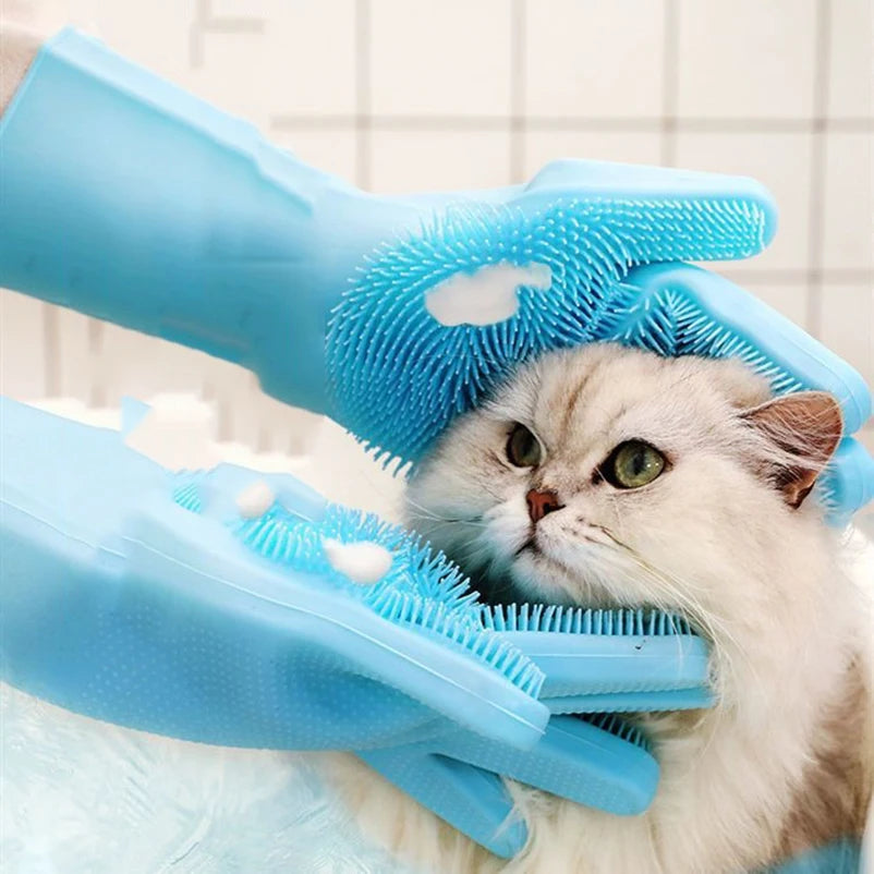 Pet cat bath brush Teddy silicone bath gloves