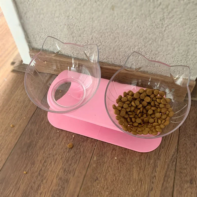 Non-Slip Double Cat Bowl Dog Bowl With Stand Pet Feeding