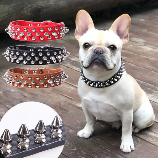 Adjustable Leather Pet Dog collar Neck Strap.