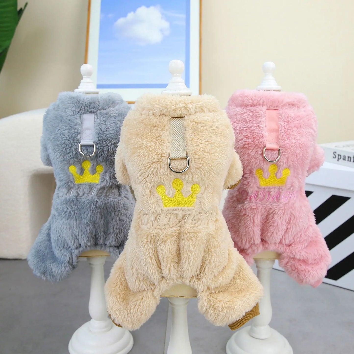 Autumn and winter pet dog four-legged plush clothes