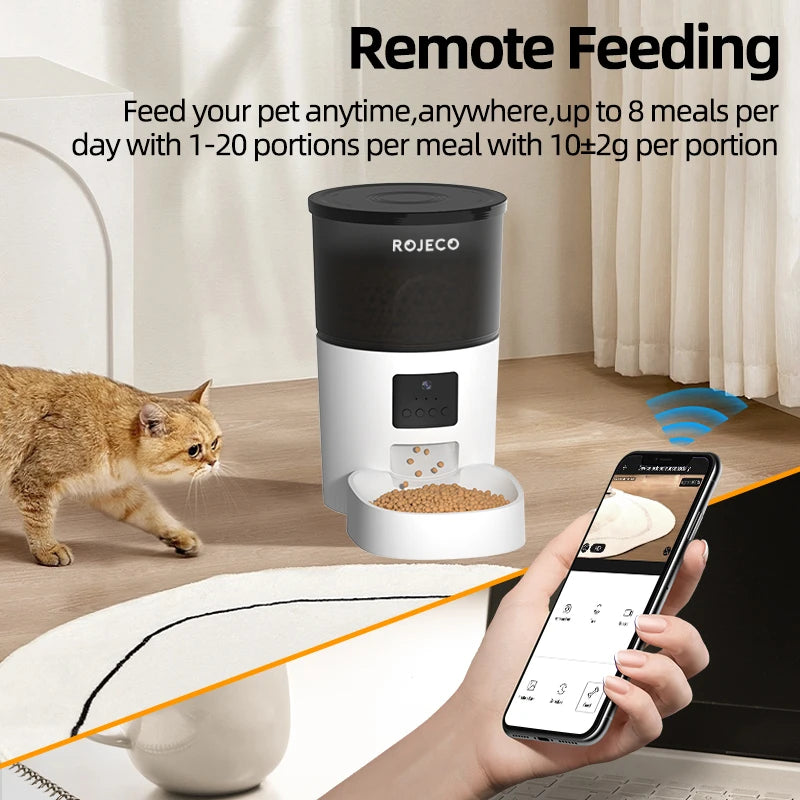 ROJECO Automatic Cat Feeder With Camera Video.