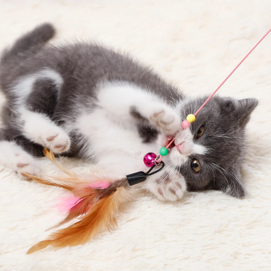 Kitten Wand Toys with Beads Bells