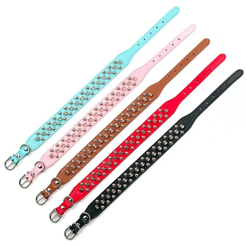 Adjustable Leather Pet Dog collar Neck Strap.